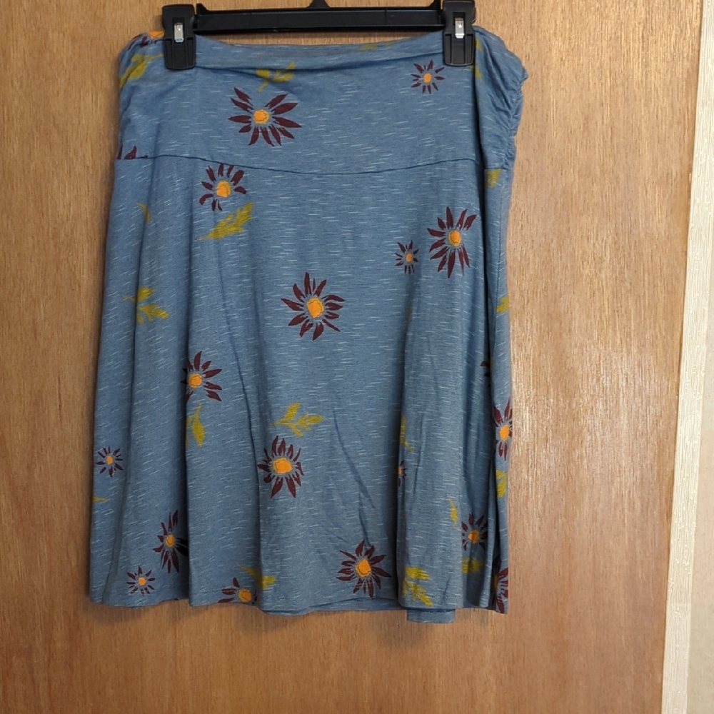 Toad&Co Blue A-Line Skirt with Floral Design